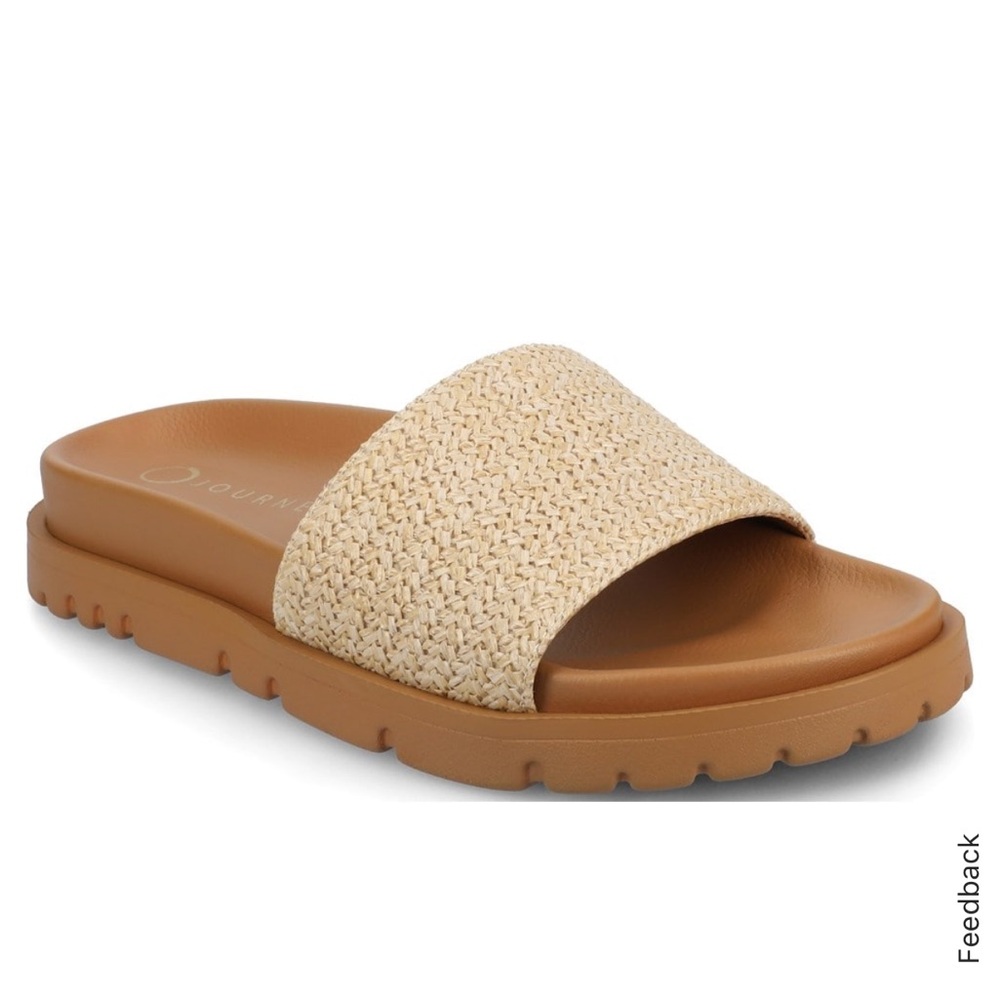 Journee Collection Tan Slide Sandals